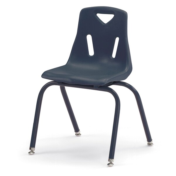 Berries Stacking Chairs with Powder-Coated Legs, 16 in. Ht, Set of 6, Navy